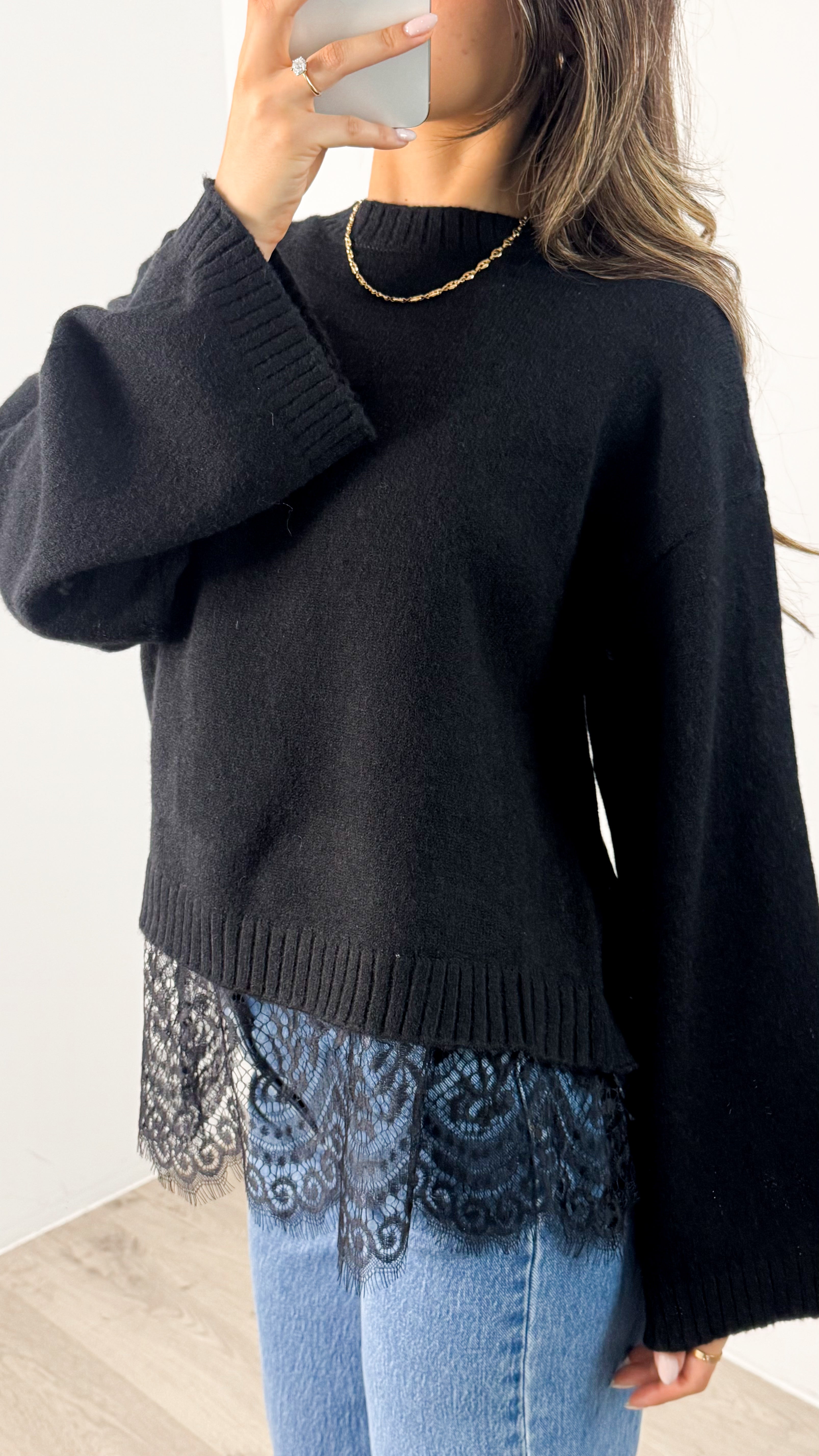 TOYA LACE KNIT - BLACK