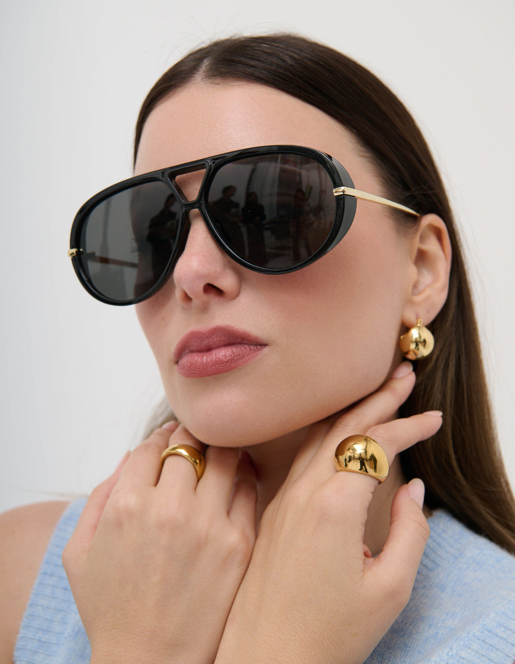 JACQUELINE AVIATOR SUNGLASSES - BLACK