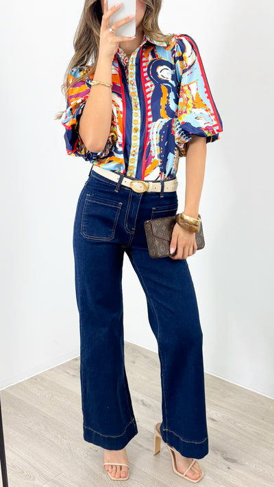 SICILY BLOUSE - NAVY