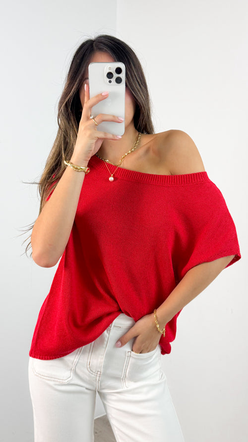 KATHERINE KNIT TOP - RED