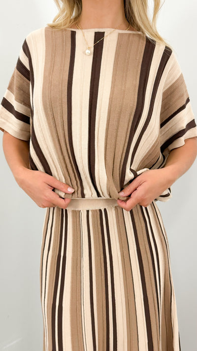 CAMBERWELL STRIPE KNIT PLEAT SKIRT - MULTI