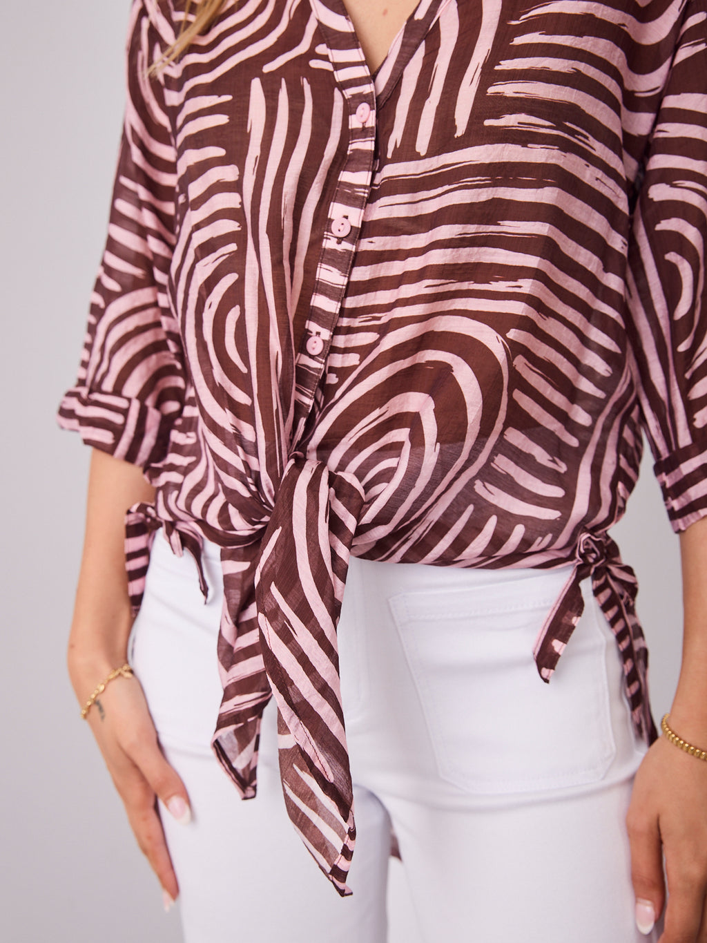 SHANI SHIRT - PINK/CHOCOLATE