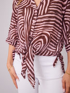 SHANI SHIRT - PINK/CHOCOLATE