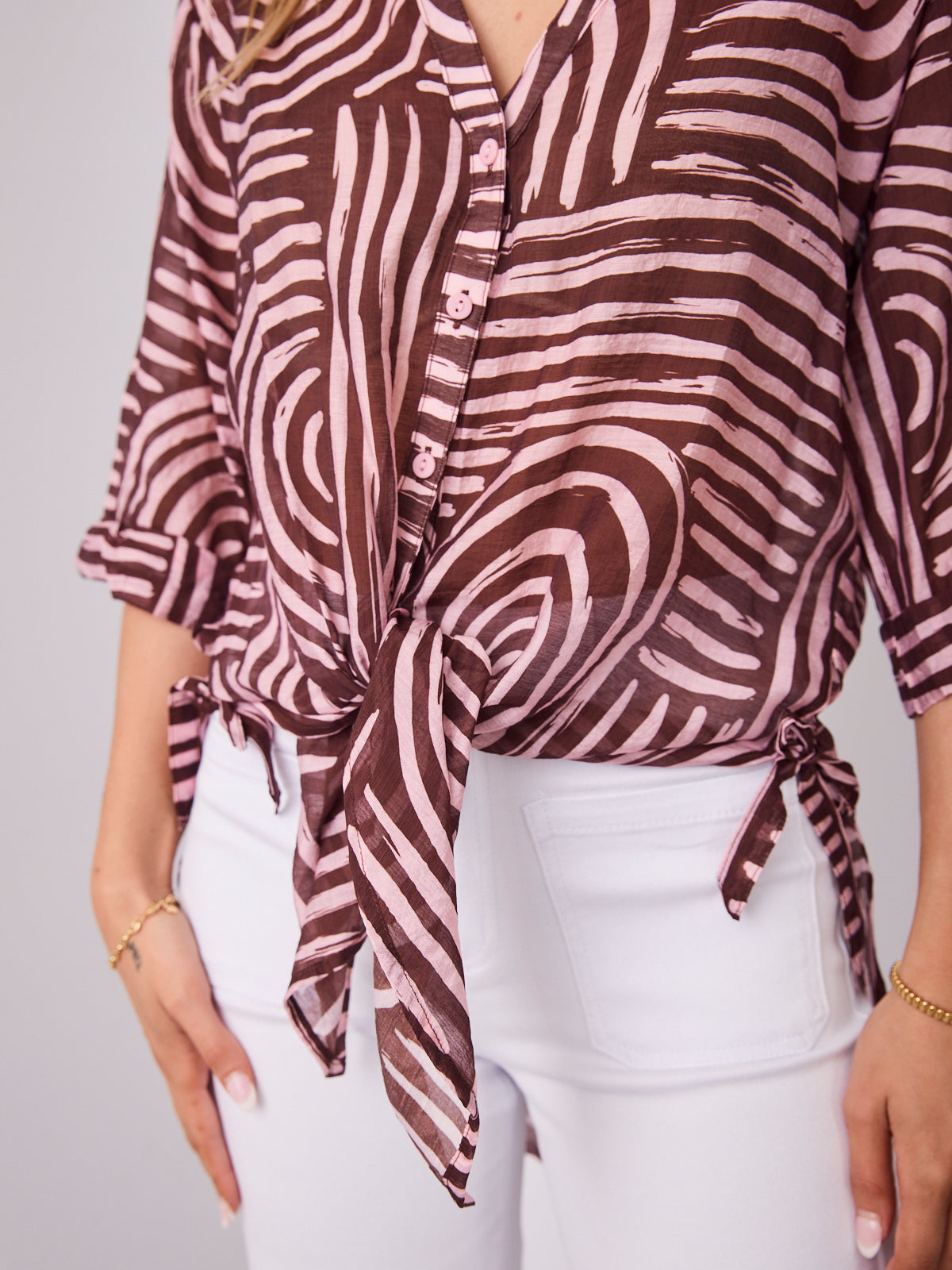 SHANI SHIRT - PINK/CHOCOLATE