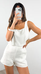 BAKER LINEN SHORTS - WHITE