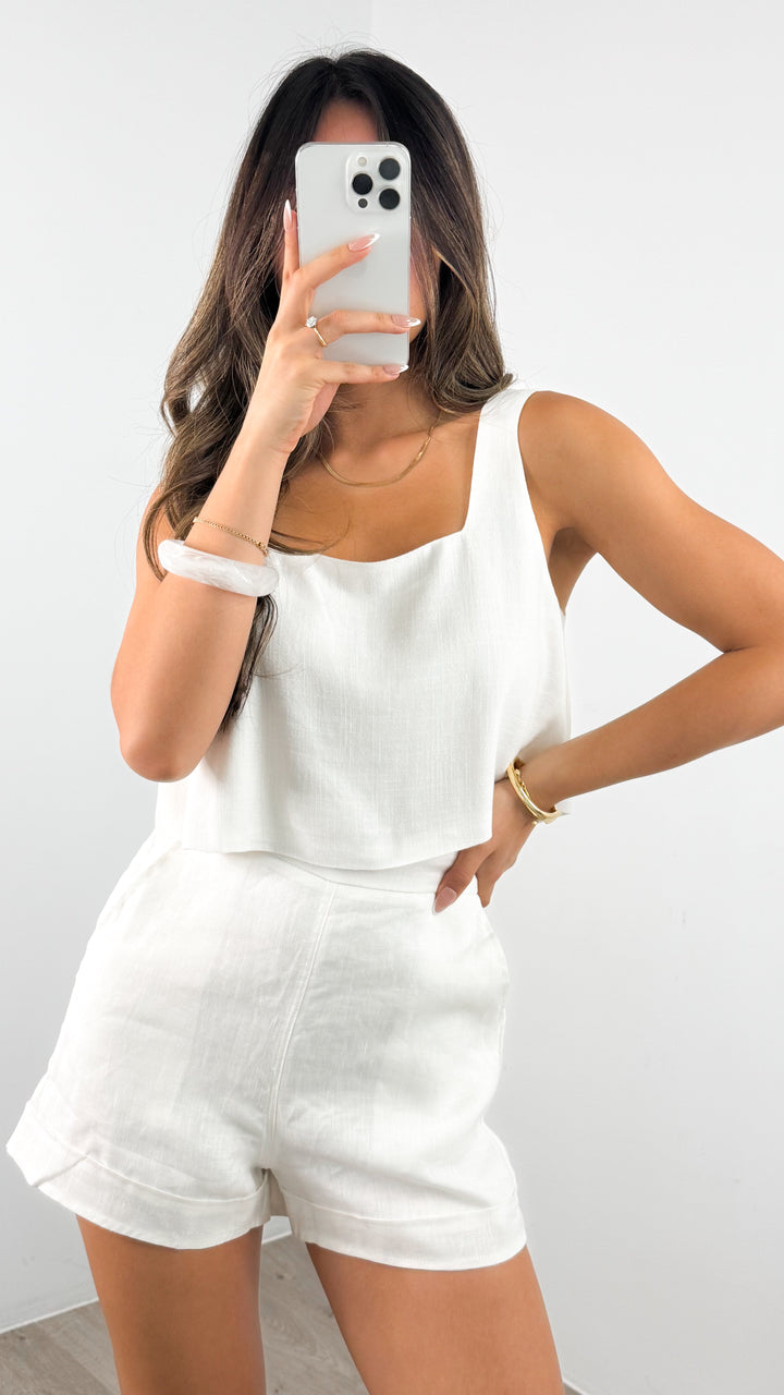 BAKER LINEN SHORTS - WHITE