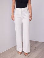 DALTON STRETCH JERSEY HIGH WAISTED STRAIGHT LEG PANT - WHITE