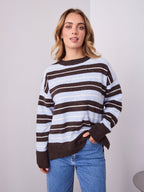 CHARLES KNIT - BLUE/CHOCOLATE