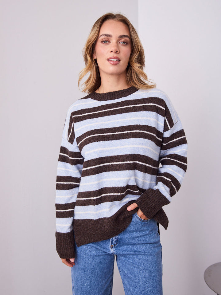 CHARLES KNIT - BLUE/CHOCOLATE