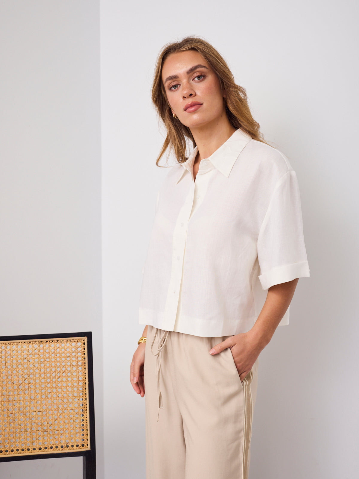 RODELL LINEN SHIRT - CREAM