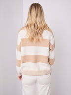 BESSIE BLOCK STRIPE KNIT - OATMEAL/WHITE