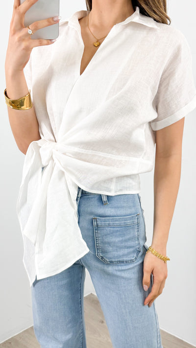 COMO LINEN SHIRT - WHITE