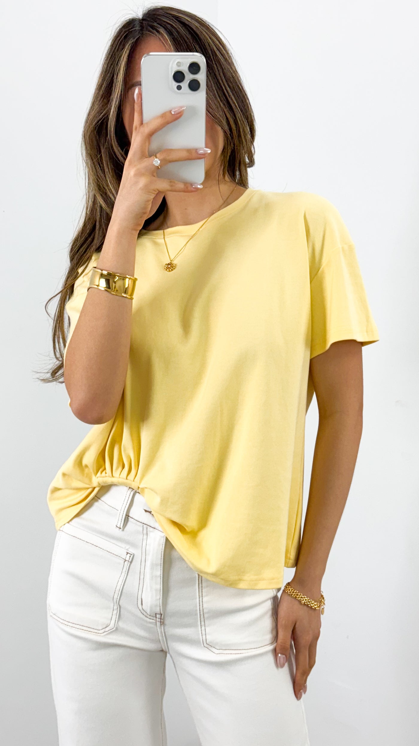 ESTHER EASY TUCK TEE - LEMON
