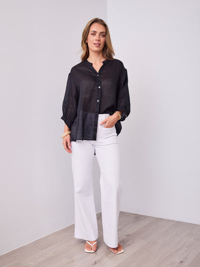 CATHY LINEN SHIRT - BLACK