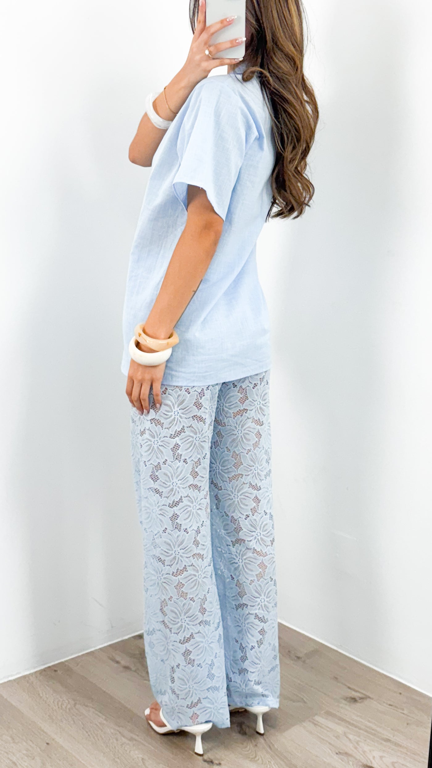 NADINE SHIRT & PANT SET - BABY BLUE