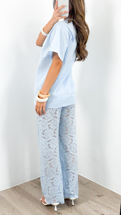 NADINE SHIRT & PANT SET - BABY BLUE