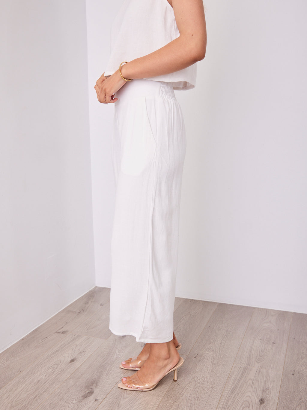 MEMPHIS 7/8 LINEN PANT - WHITE