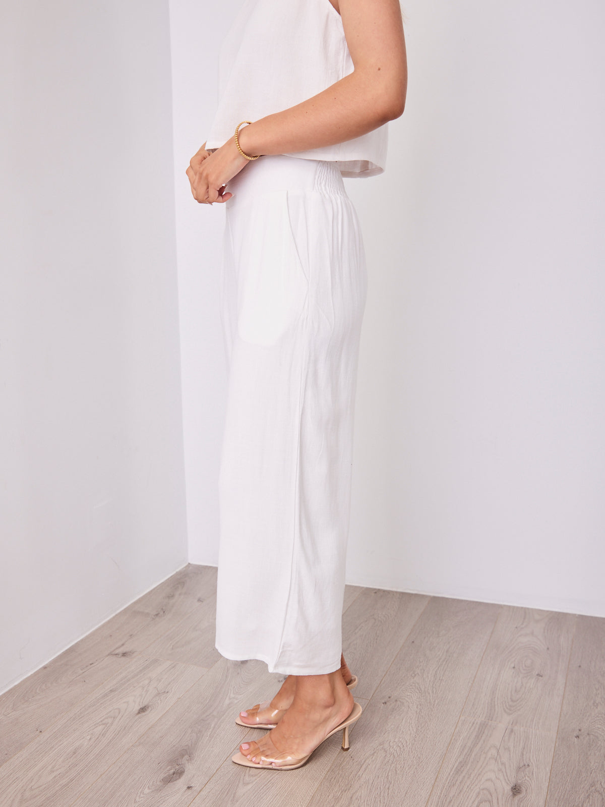 MEMPHIS 7/8 LINEN PANT - WHITE