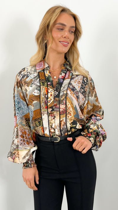 MERUCCI BLOUSE - BLACK PRINT