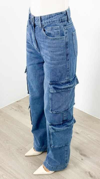 KANE CARGO DENIM JEAN - BLUE