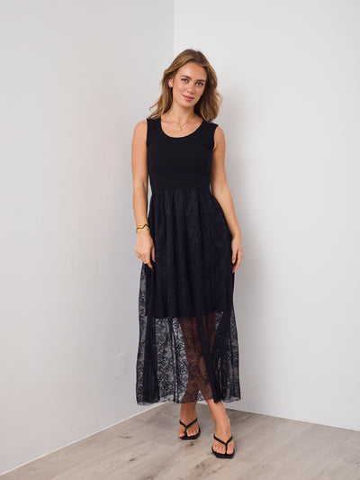 ALLISON LACE TANK DRESS -BLACK