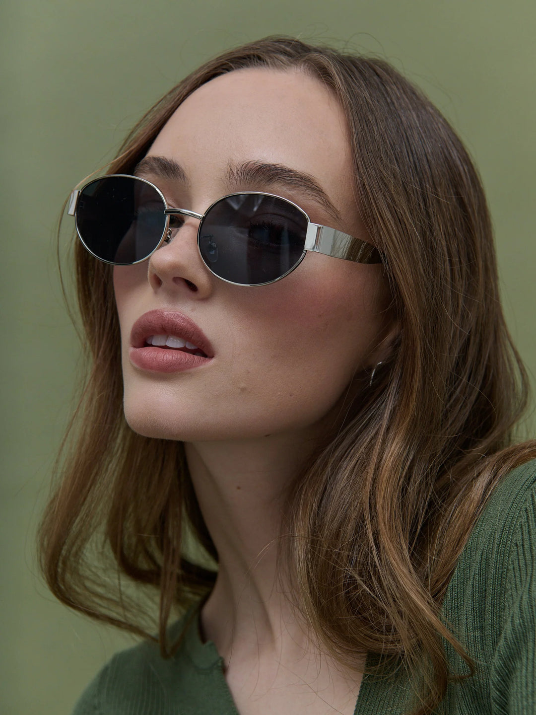 HELENA OVAL SUNNIES - SILVER/BLACK