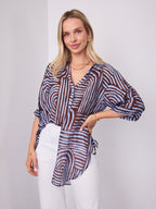 SHANI SHIRT - BLUE/CHOCOLATE