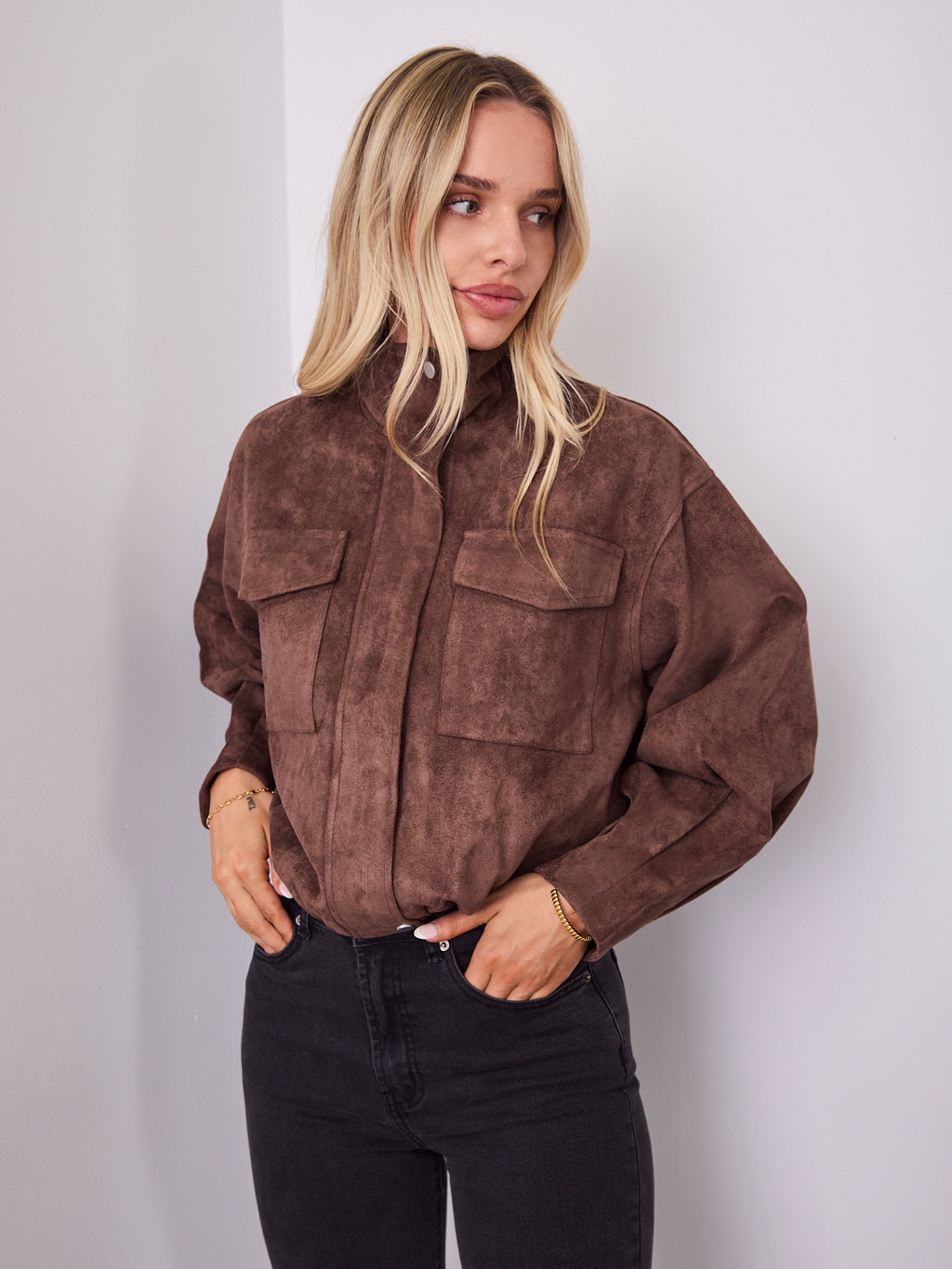 TULLY BOMBER JACKET - CHOCOLATE