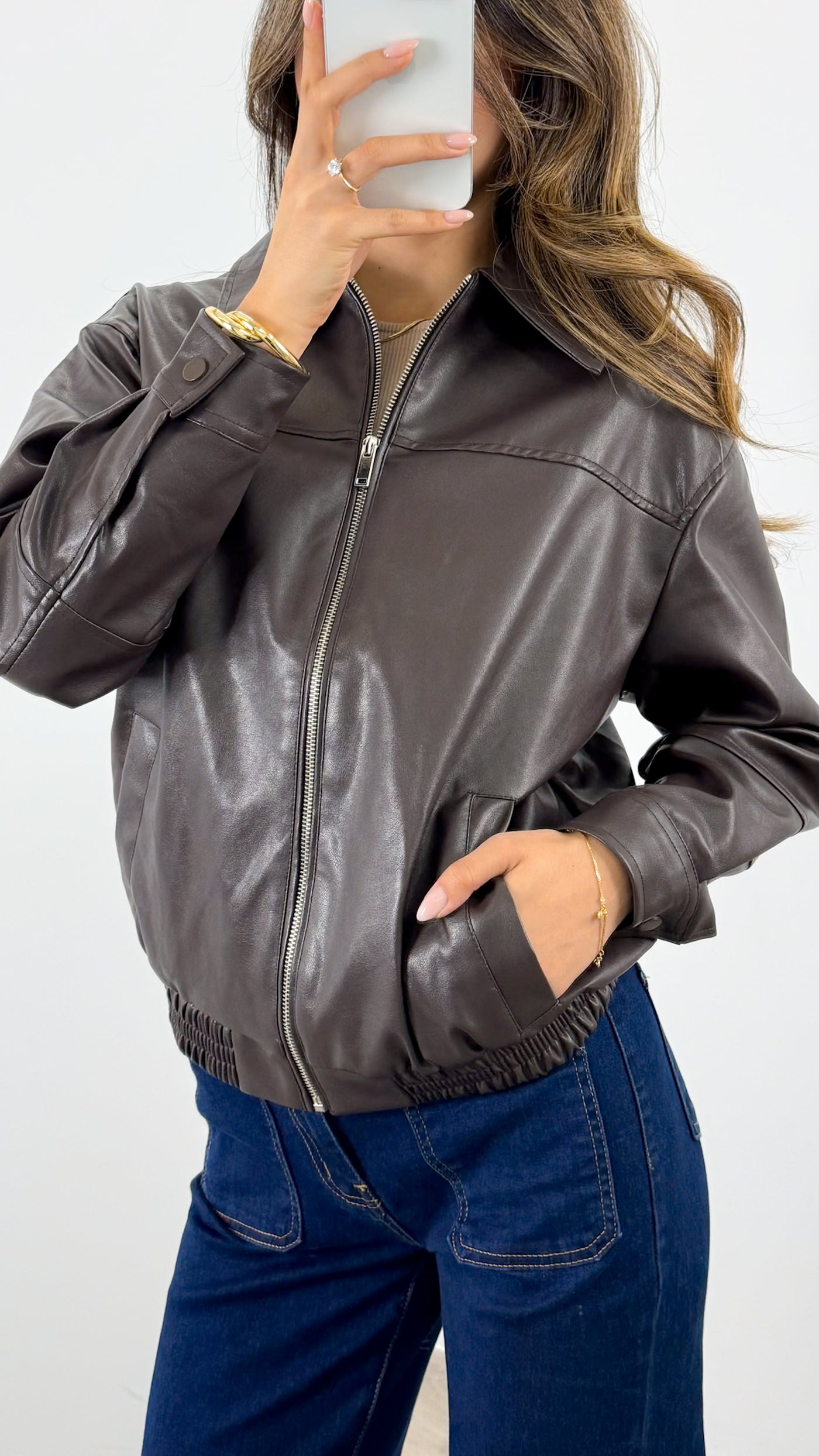 JAMISON PU JACKET - CHOCOLATE