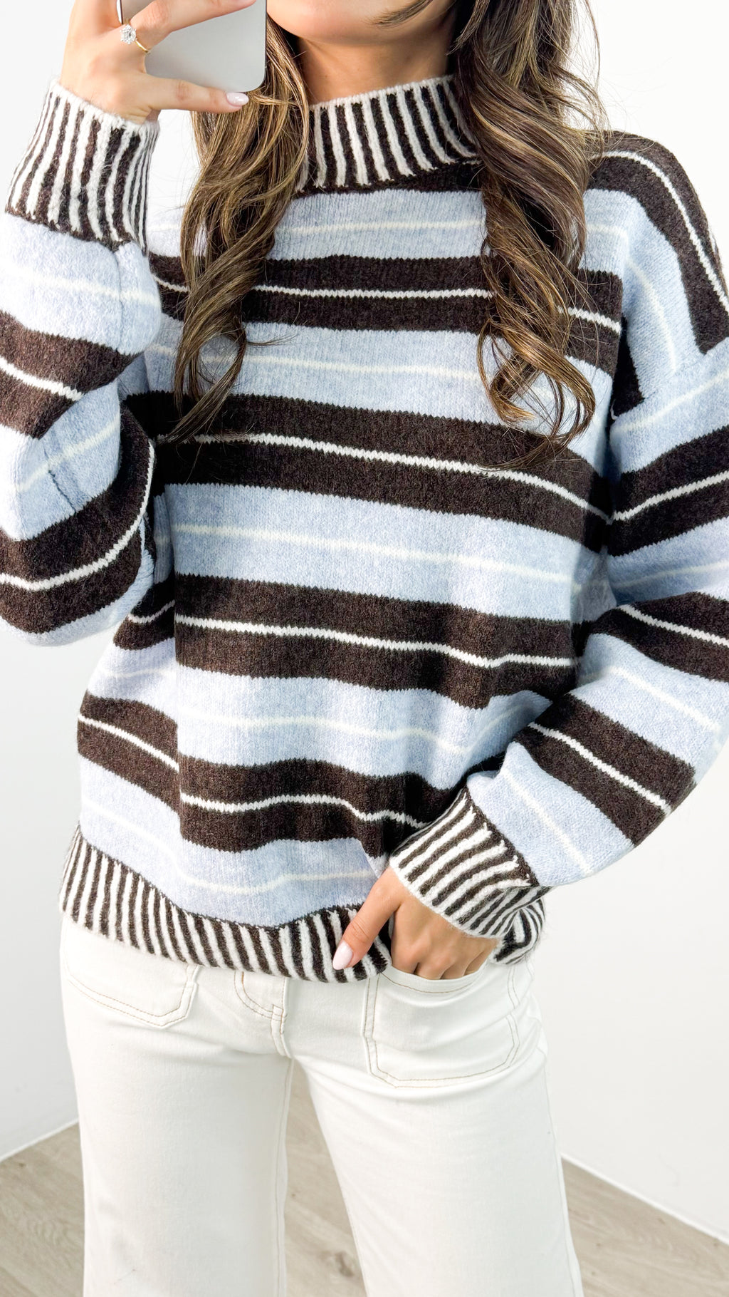 BESSIE STRIPE KNIT - CHOCOLATE/BLUE ( ETA end May )