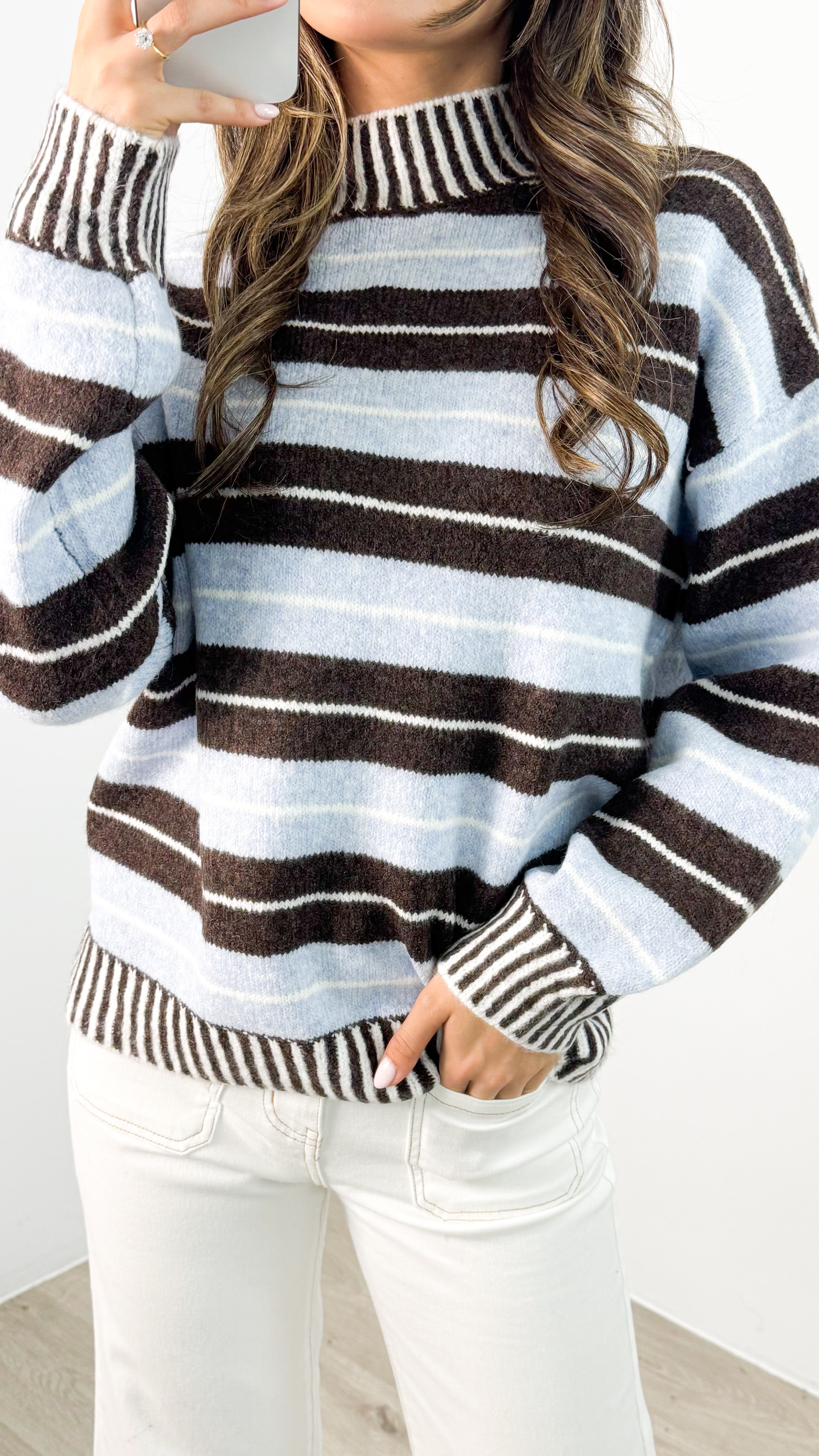 BESSIE STRIPE KNIT - CHOCOLATE/BLUE