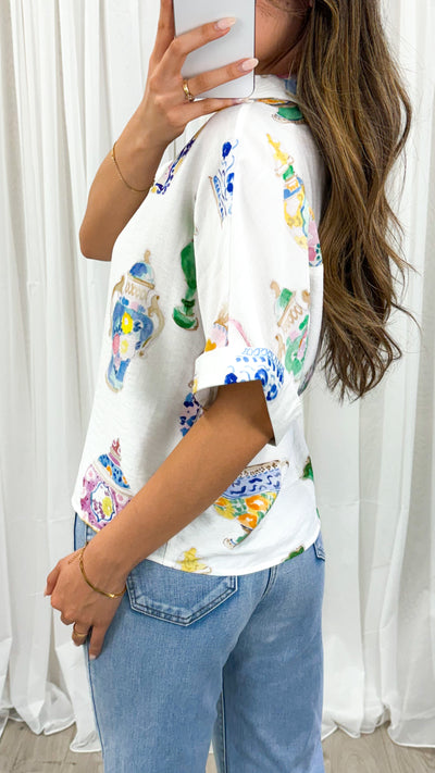 PALIA SHIRT - WHITE PRINT