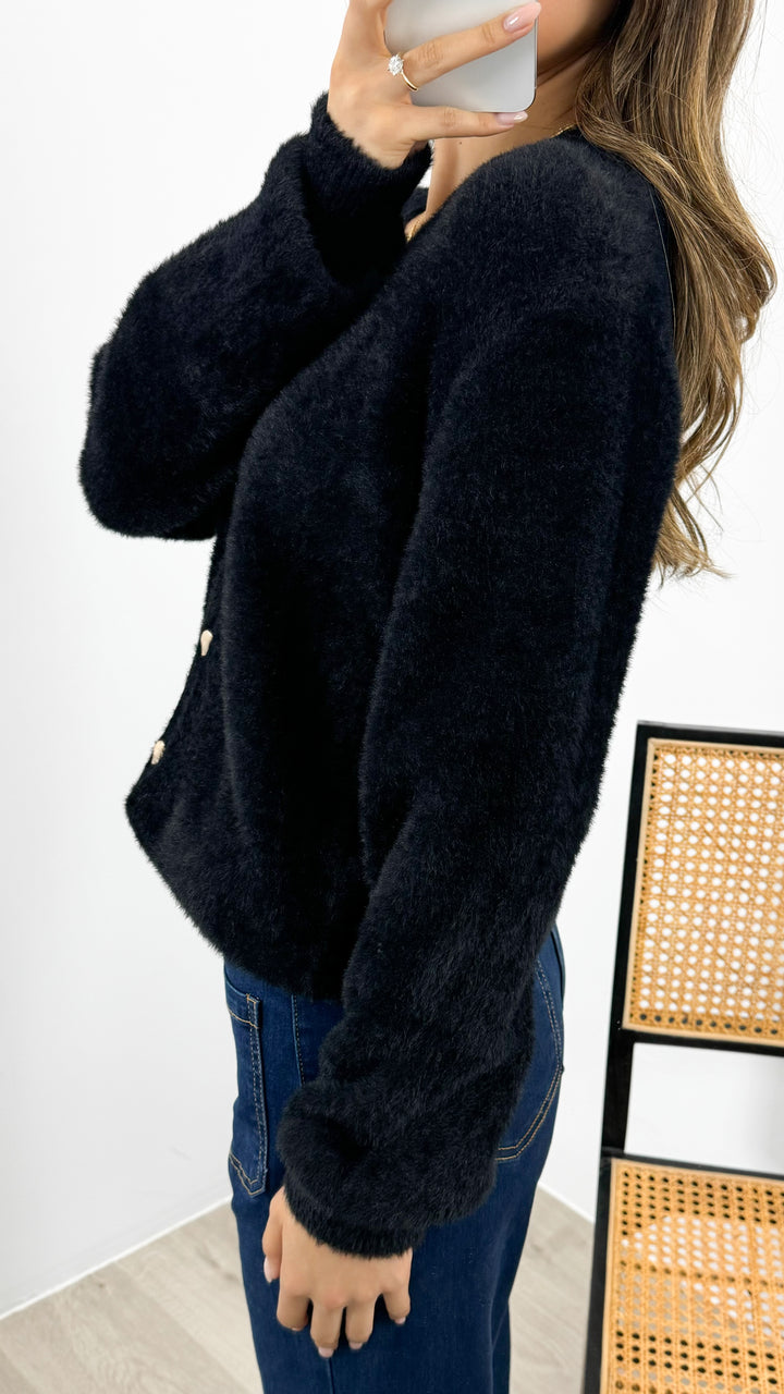 MAVI FLUFFY CARDI - BLACK