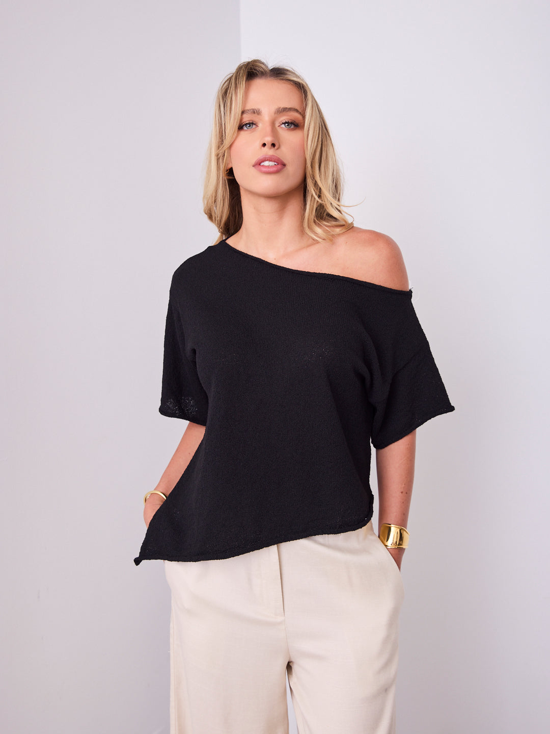 ANDY KNIT TOP - BLACK