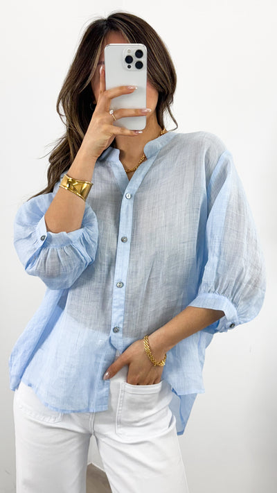 CATHY LINEN SHIRT - ICE BLUE