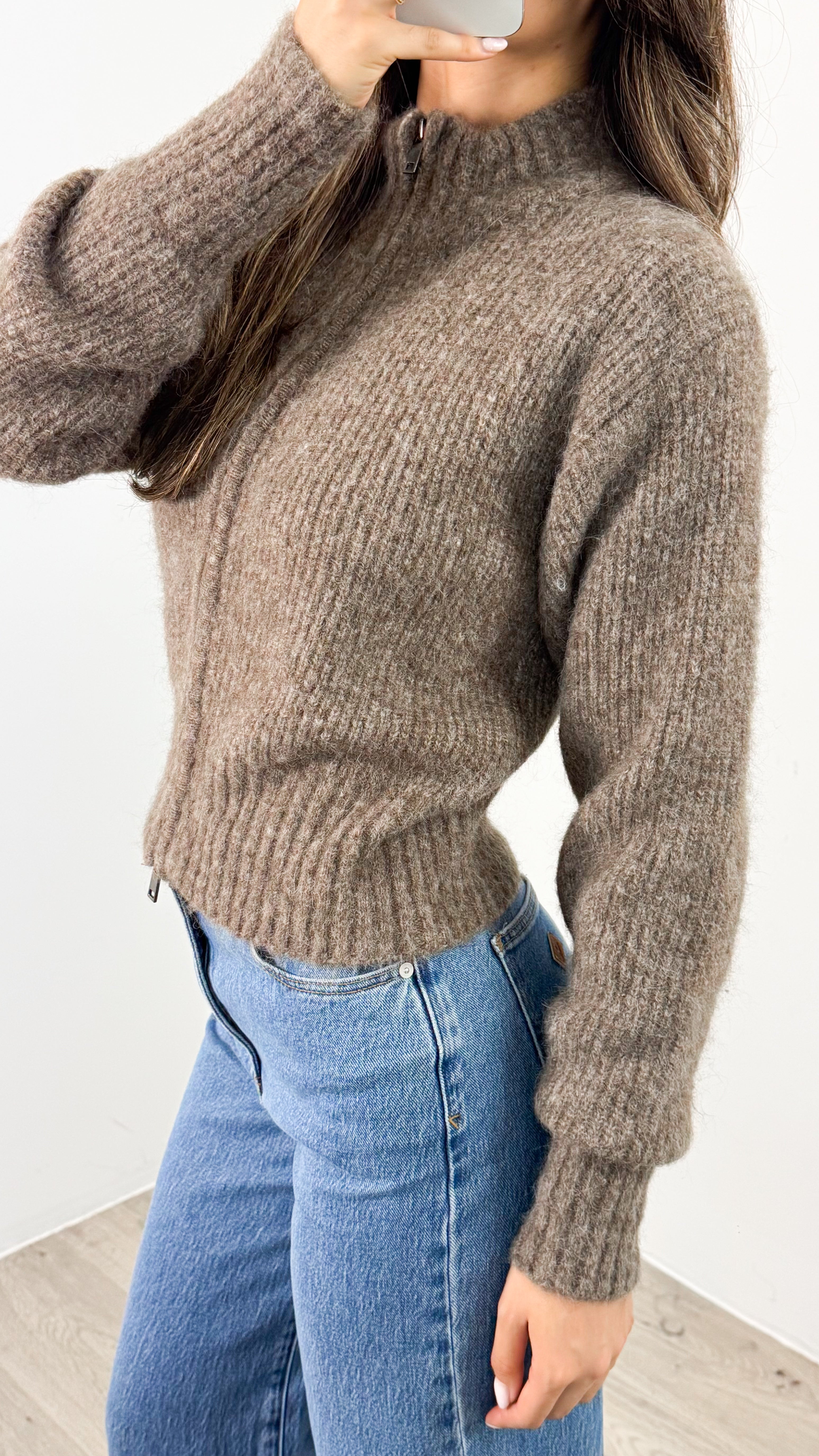 NOAH ZIP KNIT - LATTE
