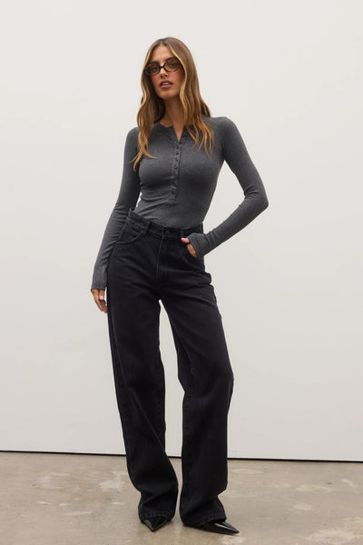 'BAYSE' LARA BODYSUIT - DARK HEATHER GREY