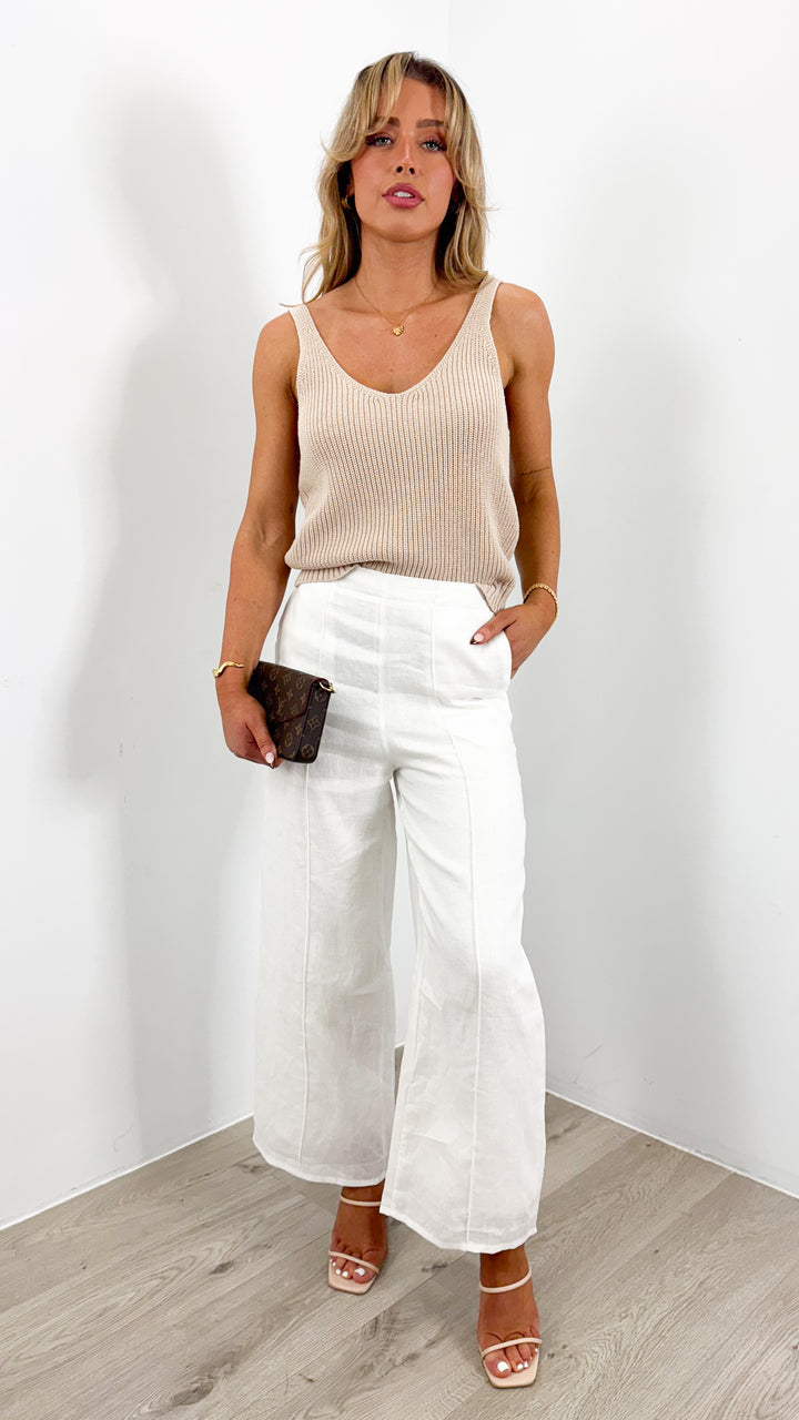 BAKER LINEN PANT - WHITE