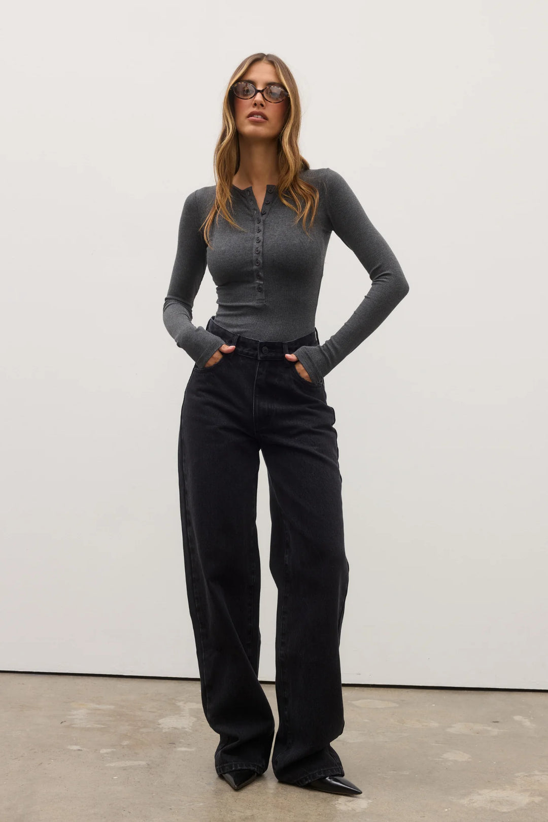 'BAYSE' LARA BODYSUIT - DARK HEATHER GREY