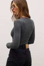 'BAYSE' LARA BODYSUIT - DARK HEATHER GREY