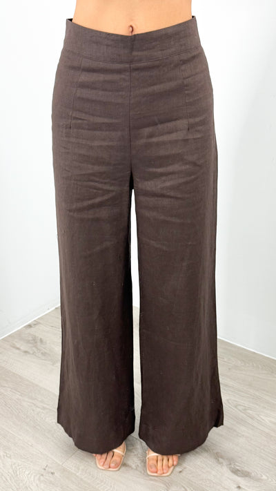 HANNAH LINEN PANT - CHOCOLATE
