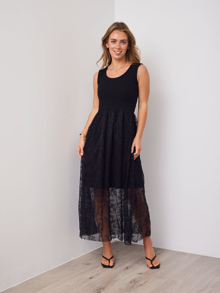 ALLISON LACE TANK DRESS -BLACK