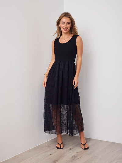 ALLISON LACE TANK DRESS -BLACK