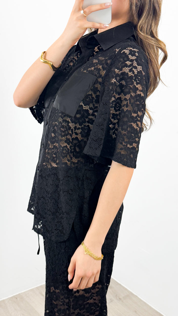 AZURA LACE SHIRT - BLACK