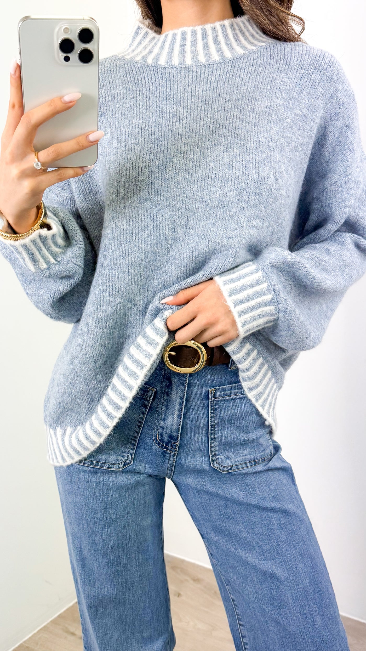 BESSIE STITCH KNIT - BLUE