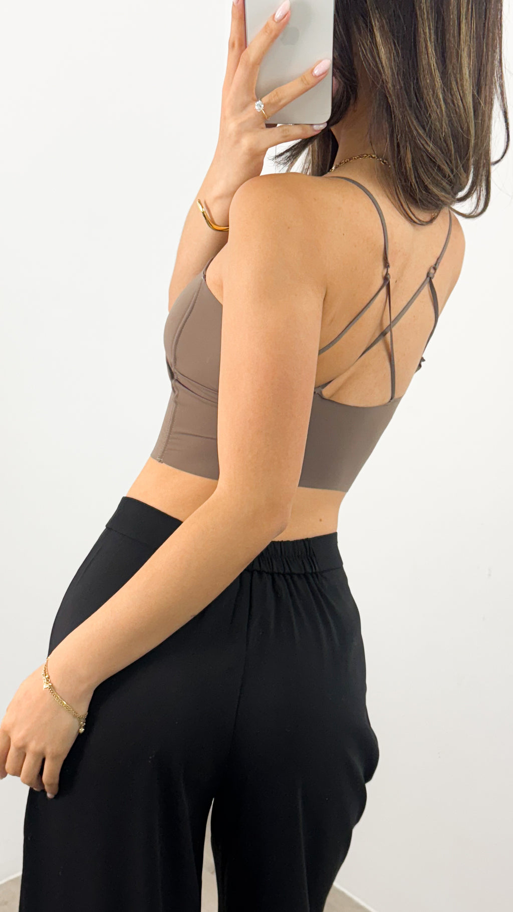 BRA SINGLET TOP - MOCHA