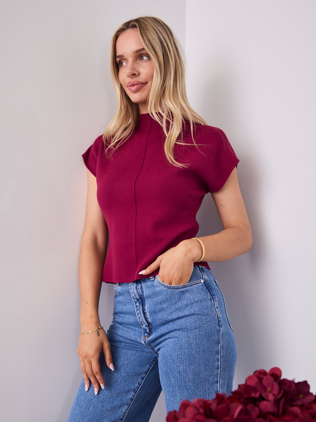 ROWE KNIT TOP - MULBERRY