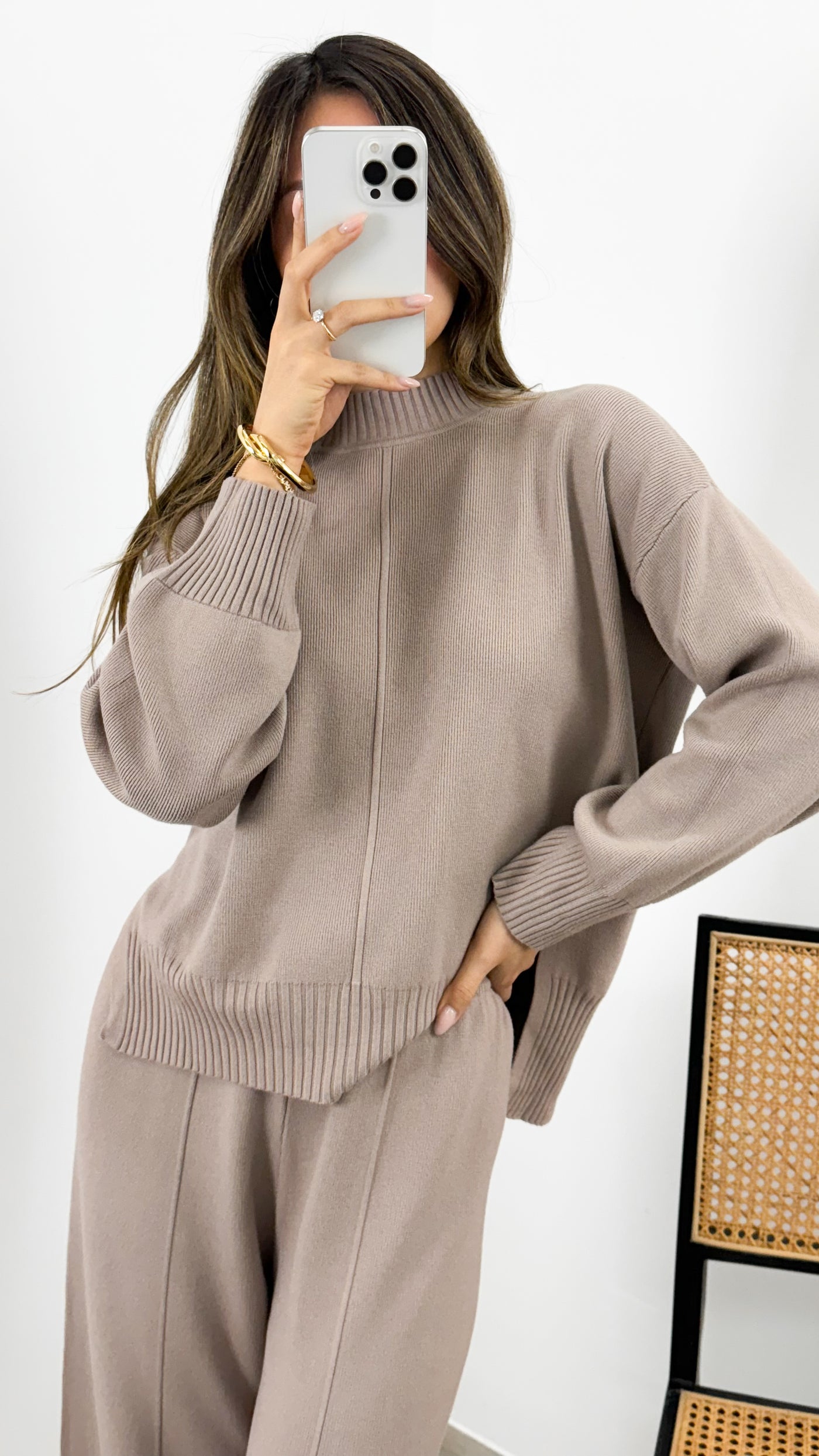 DELTA KNIT TOP - MUSHROOM