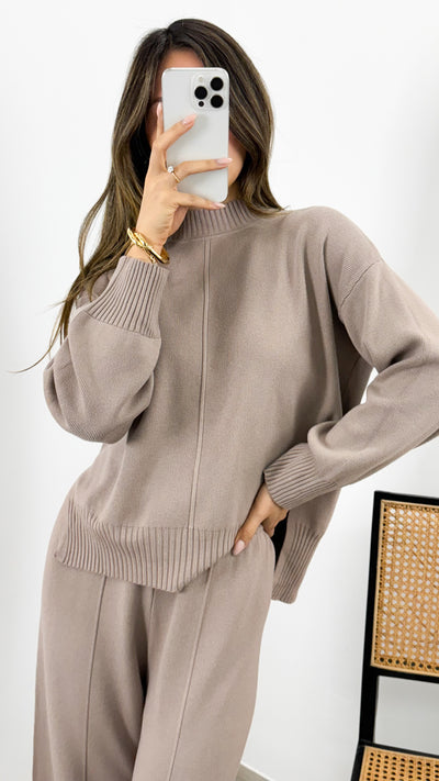 DELTA KNIT TOP - MUSHROOM