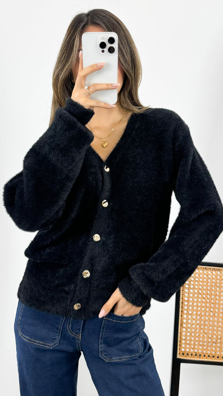 MAVI FLUFFY CARDI - BLACK